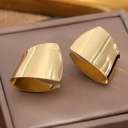 New Simple Metal Style Glossy Geometric Earrings For Women Fashionable Personalized Daily Accessory Party Jewelry Birthday Gifts - Image 6