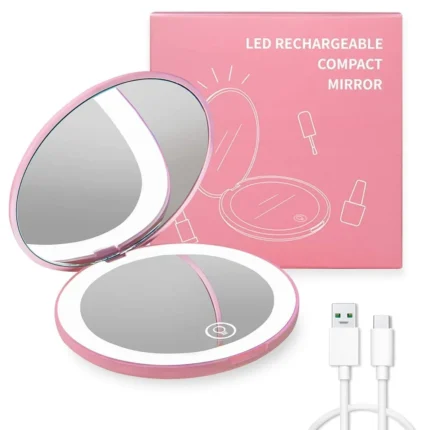 Mini Portable Folding Travel Mirror LED Light Makeup Mirror Compact Mirror 10X Magnification 2-sided Beauty Makeup Round Mirror - Image 10