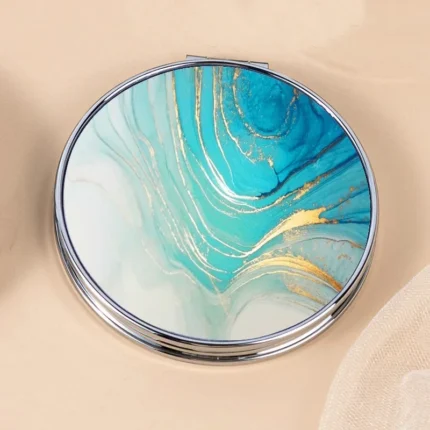 Stripe Pattern Vintage Hand Women Mini Compact Makeup Mirror Portable Green/Purple/Blue Bag Mirror - Image 12