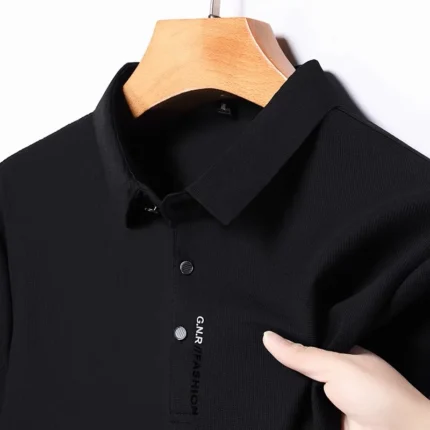 Fashionable new brand short sleeved high-end men's business casual polo shirt high-quality customized letter relief T-shirt top - Image 4