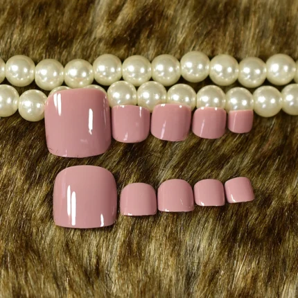 press on fake toenails glossy pure color for summer toenails art for women girl - Image 8