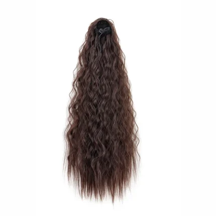 22Inch Synthetic Long Kinky Curly Ponytail Hair Extension Drawstring Wrapped Clip in Hair Black Hairpiecefor Women - Image 10