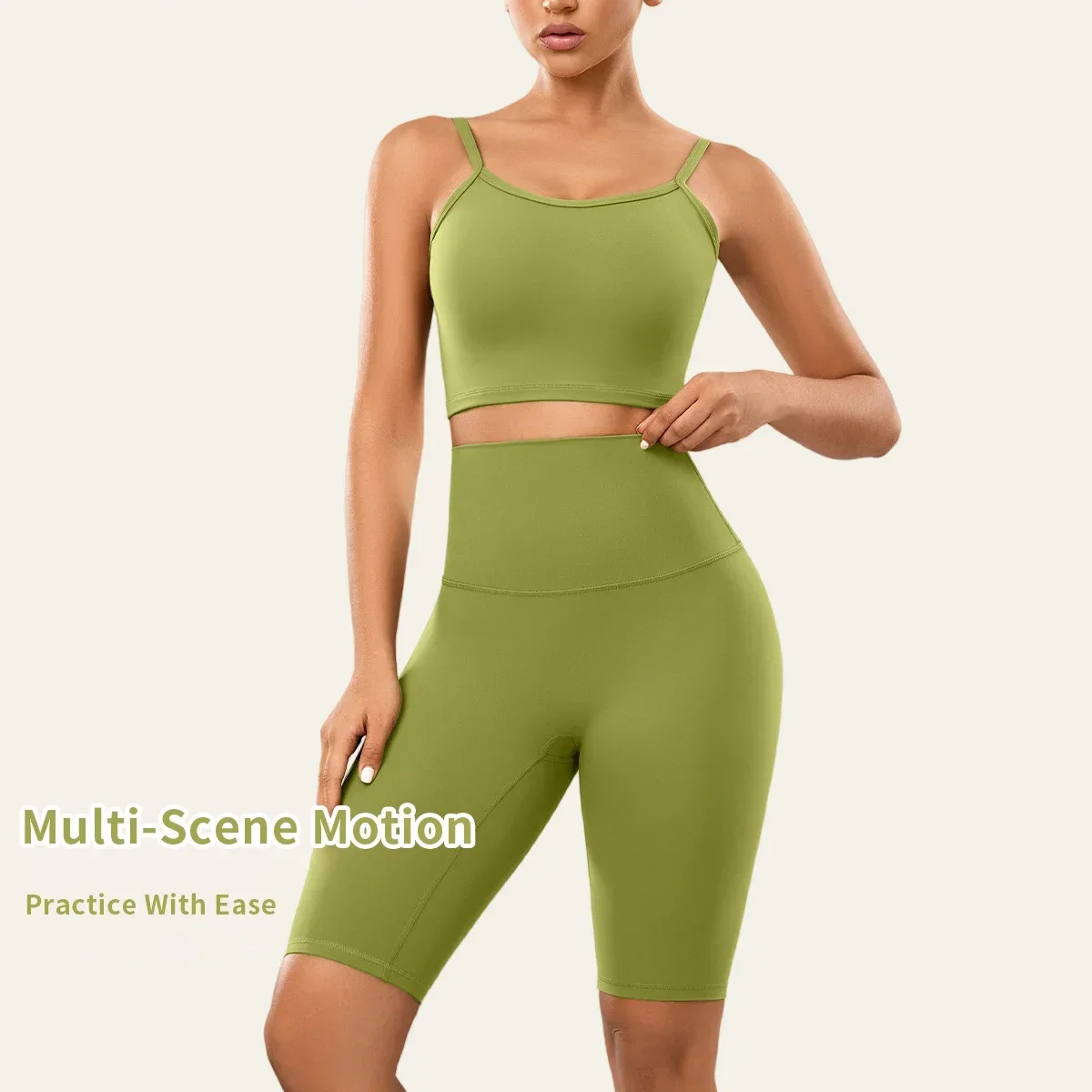 Sbde8d147018043b484bae9b38cf8c945y.webp 2024 New Yoga Shorts Suits Shockproof Cross back Fitness Bra High Waist Shorts Breathable Running Pilates Fitness Two Pieces Set - Image 1