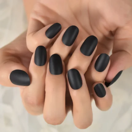 Solid Black Matte Lady For Daily Artificial Nails Short Length Oval Press On False Nails Press On Nails Square - Image 6