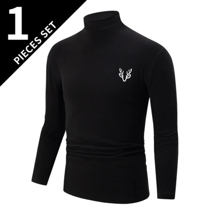 3-Piece Men's White BottoMing Small Turtleneck Shirt In Autumn And Winter Casual Joker Fashion Long Sleeve T-Shirt Teenagers War - Image 7