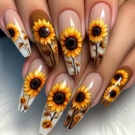 24pcs/set Short Medium fake nails for Spring summer beautiful colourful flowers bees faux ongles tips press on false nail art - Image 13