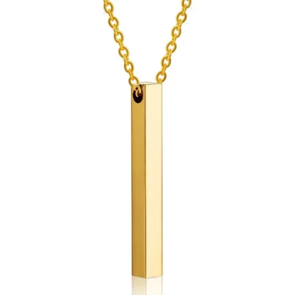New Vertical Square Bar Pendant Charm Necklace for Women Men Stainless Steel Simple Geometric Neck Chain Jewelry Gift Кольца - Image 5