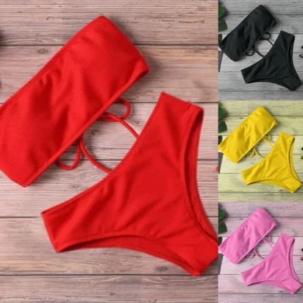 Sexy Bikinis Solid Push Up Bikini Hot Sale Padded Bra Straps High Waist Swimsuit Female Swimwear Women Biquini For Ladies 2024 - Image 4