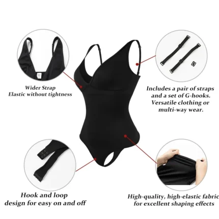 Halter Bodysuit Deep V Camisole Adjustable Strap Shapewear Top Tummy Control Women Sexy Thong Body Shaper Seamless Fajas 2025 - Image 3