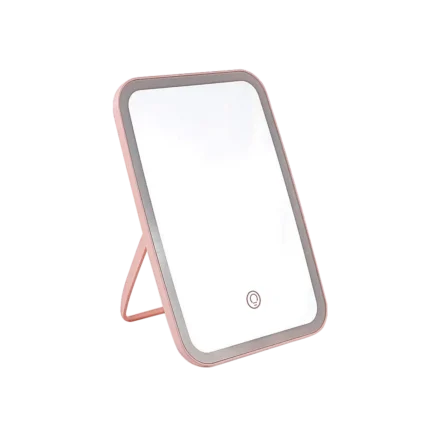 LED Makeup Mirror with Stand Desktop Folding Compact White Square Travel Cosmetic Mirror With Three Colours Light Can Choose - Image 8