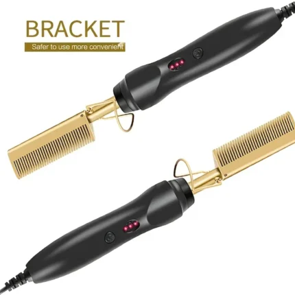 Versatile 2-In-1 Electric Hair Straightener and Curler with Hot Comb Feature, Ideal for Wet and Dry Hair Styling - Image 6
