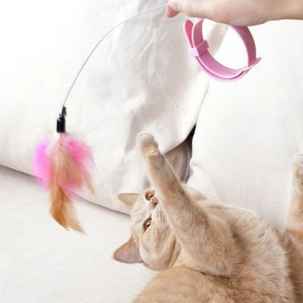 Funny Interactive Cat Toys Silica Collar Feather Teaser Stick With Bell Kitten Playing Teaser Wand Training Toys Pet Supplies - Image 5