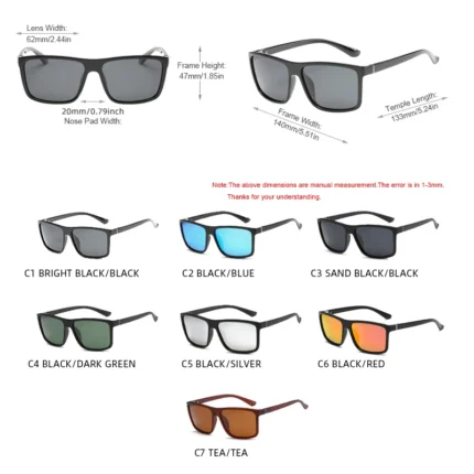 Classic Black Square Polarized Sunglasses Men Fashion Mirror Blue Sun Glasses Unisex Vintage Anti Glare Driving Shades UV400 - Image 4