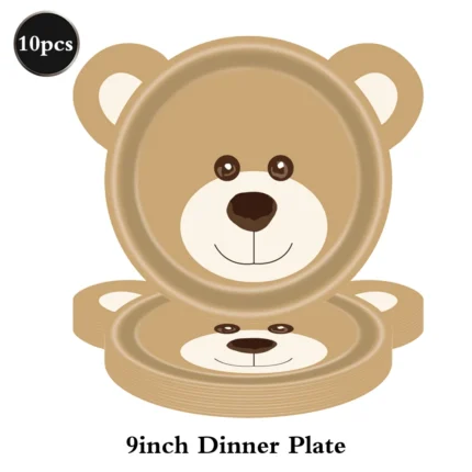 Cute Teddy Bear Disposable Tableware Set Plates Napkins Kids Bear Birthday We Can Bearly Wait Baby Shower Party Decors Supplies - Image 12
