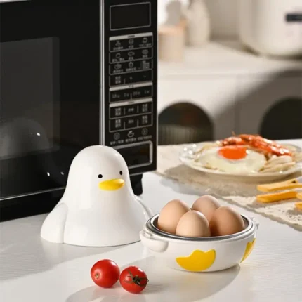 Microwave Egg Steamer 4-Capacity Breakfast Cooker Perfectly Cooked Egg Duck Shaped Microwave Cooking Accessories for Kitchen - Image 4