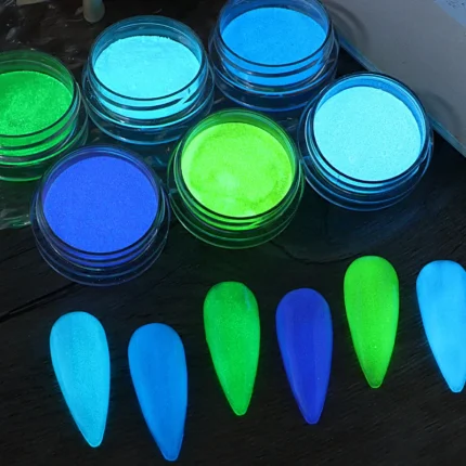 6PCS/SET Luminous Nail Glitter Powder Glow In The Dark Green Orange Neon Pigment Dust Fluorescence Luminescent Manicure Decor - Image 5