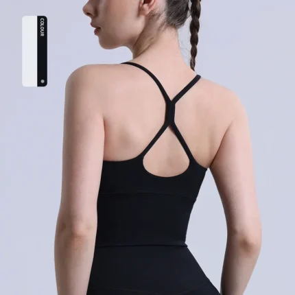 Solid Color Women Gym Yoga Naked Feeling Sexy Cross Back Y shape Sports Bra Fitness Yoga Jogging Workout Sports Women Sling - Image 11