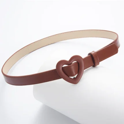 New Love Heart Button PU Needle Buckle Thin Waist Belt with Casual Decoration Paired High-end Unisex Girls's Belts for Children - Image 4