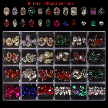 2800pcs Luxury Shiny Diamond Nail Art Rhinestones Crystal Decorations Set AB Glass 1pcs Pick Up Pen In Grids Box 21 Shape - Image 15