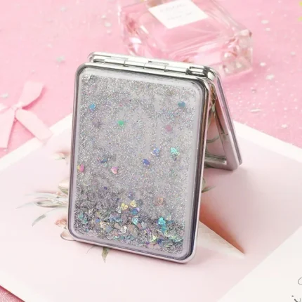 Quicksand Makeup Round Mirror Cute Girl Cartoon Double-sided Mirror Portable Makeup Mirror Home Decoration Accessories - Image 9