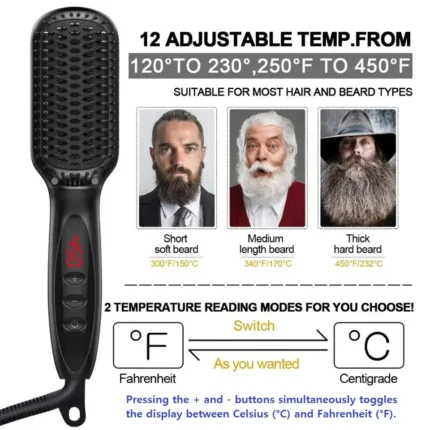 Hair Straightener Brush Comb Electric Hair Brushes Hot Comb Straightener For Hair Anti-scalding Ceramic Beard Straightener Brush - Image 2