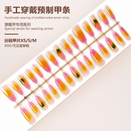 24Pcs Summer Island Handmade Press on Nail Coconut Tree Hawaii Refreshing Blush False Nail for Women&Girl Wearable Nail Art - Image 6