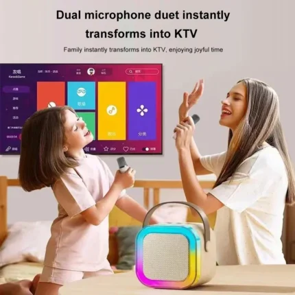 K12 Bluetooth Karaoke Machine Portable 5.3 PA Speaker System with 1-2 Wireless Microphones Home Family Singing Children's Gifts - Image 4