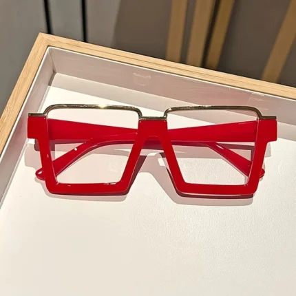 Chic Square Candy-Colored Glasses for Women - Durable Plastic & Metal Frame, Blue Light Blocking Clear Lens, Perfect for Parties - Image 10