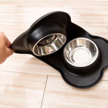 Anti-slip Double Dog Bowl With Silicone Mat Durable Stainless Steel Water Food Feeder Pet Feeding Drinking Bowls for Dogs Cats - Image 4