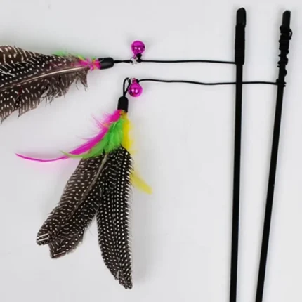 New Great Kitten Play Interactive Fun Toy Cat Teaser Wand Rod with Bell Colorful Feather Cats Toys Outdoor Garden Cat Supplies - Image 5