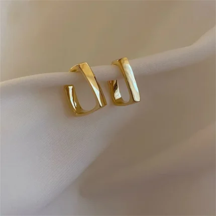 2024 New Simple Geometric U-Shaped Earrings For Women Fashionable Gold Color Irregular Earrings Trendy Jewelry Accessories - Image 3