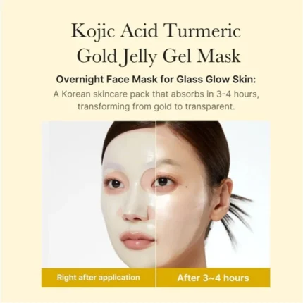 Kojic Acid Turmeric Brightening Gold Jelly Gel Overnight face Mask,Korean Skin Glow Hydrating Firming Moisturizing Sheet Mask - Image 4