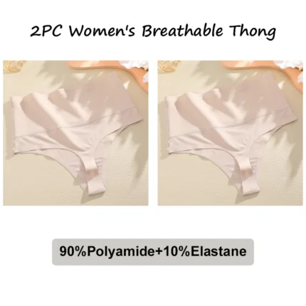 FINETOO 2Pcs Women Waffle Bodysuit Shapewear Sexy High Waist Panties Tummy Control Thongs Female Breathable Slimming Underwear - Image 15