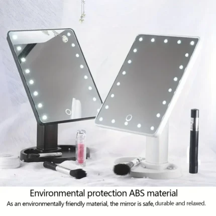 1PC-LED Beauty Mirror with Night Light Function - Touch Sensor, Rotating Stand & Built-in Storage, Ideal Gift for Makeup Lovers - Image 4