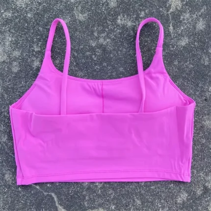 Women's Solid Color Spaghetti Strap Sports Bra Tight Fitness Camisole Top with Chest Pad for Yoga, Gym & Comprehensive Training - Image 11