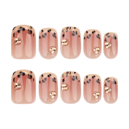 30pc French Maillard Leopard Prints Nails French European Square Press-Ons Fashion Short Length & Mix Sizes - Image 5
