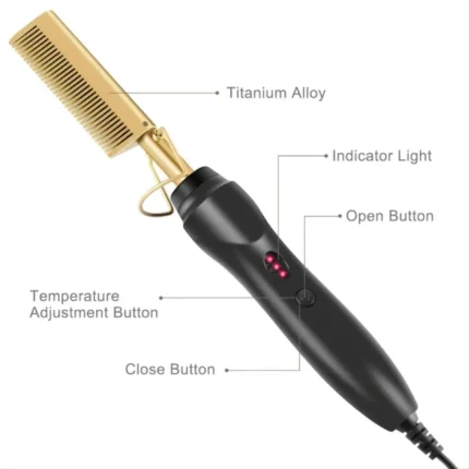 Versatile 2-In-1 Electric Hair Straightener and Curler with Hot Comb Feature, Ideal for Wet and Dry Hair Styling - Image 3