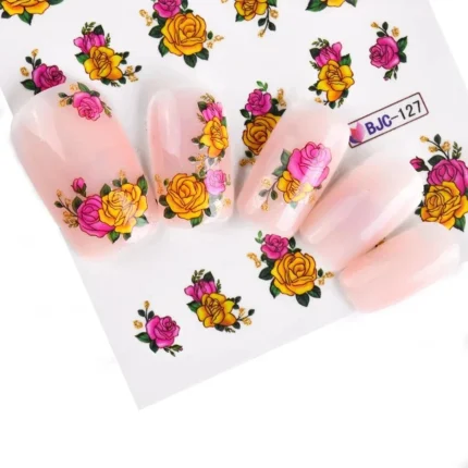 55pcs Flowers Lace Water Nail Stickers Set Glitter Charms Floral Nail Art Transfer Decals Slider Tattoo for Manicure Decorations - Image 4