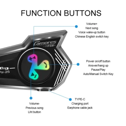 Bluetooth 5.4 Wireless Motorcycle Helmet Headset Hands-free Call Phone Motorcycle Waterproof Earphone Music Player Moto Helmet - Image 6