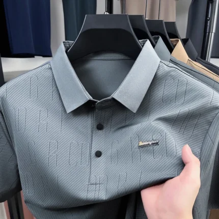 Light luxury brand unique printed men's short sleeve polo shirt summer solid color casual comfort breathable new trend T-shirt - Image 7