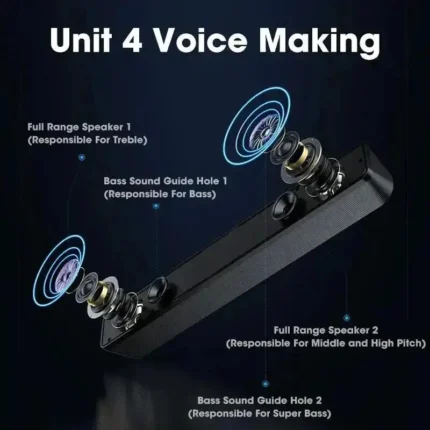 PC Soundbar Wired and Wireless Bluetooth Speaker USB Powered Soundbar for TV Pc Laptop Gaming Home Theater Surround Audio System - Image 6