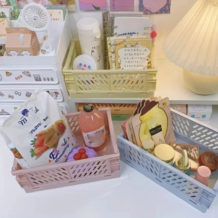 Plastic Foldable Storage Crate Folding Box Basket Stackable Cute Makeup Jewellery Toys Boxes for Storage Box Organizer Portable - Image 3