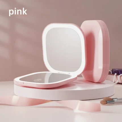 Double Sided LED Makeup Mirror Adjustable Color 3x Magnification USB Charging Portable Folding Mirror for Women's Outdoor Use - Image 8
