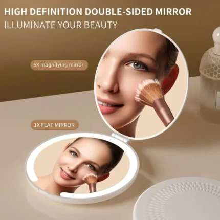 2025 LED Makeup Mirror Portable Folding Flip Mirror Portable Makeup Mirror Charging Travel Mini Mirror - Image 5