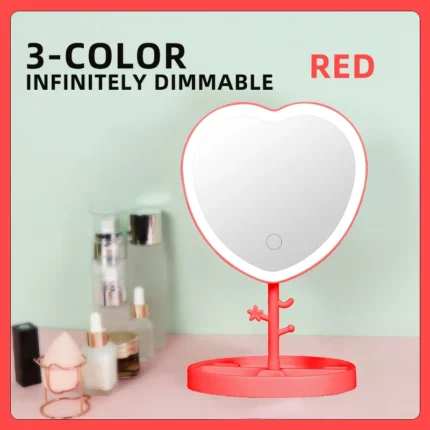 1200 mah LED Makeup Mirror 3 Color Light Adjustment  Light Up at a Touch Ultra Long Endurance Tray Storage Table Vanity Mirror - Image 9