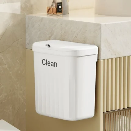 Hanging Trash Can With Lid Countertop Can Kitchen Garbage Basket Wastebasket Waste Bin Home Large Capacity Wall Mounted Trash - Image 5