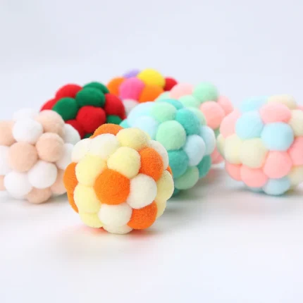 Cat toys Colorful handmade bell ball Elastic ball interactive chase pet supplies - Image 5