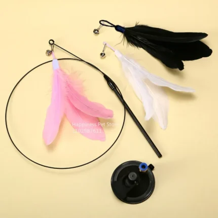 Cats Toys Feathers Wand Interactive Toy Kitten Toys with Super Suction Cup Detachable Feather Replacements Cat Accessories - Image 5