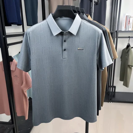 Light luxury brand unique printed men's short sleeve polo shirt summer solid color casual comfort breathable new trend T-shirt - Image 5