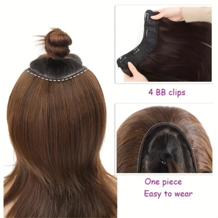 20/30cm Synthetic Short Straight Internal Buckle V-shaped Half Head 4Clips Hair Extension Invisible  Hairpiece for Women - Image 5
